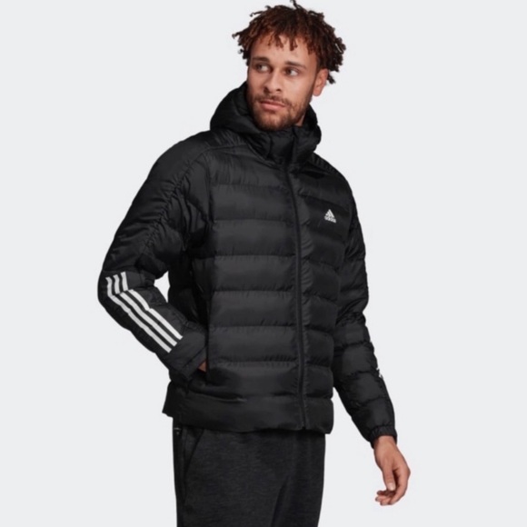 ADIDAS • Black Itavic 3 Stripe 2.0 Puffer Jacket - Picture 7 of 8